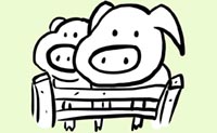 Illustration two sows in a pen