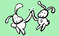 Illustration of two rabbits playing together